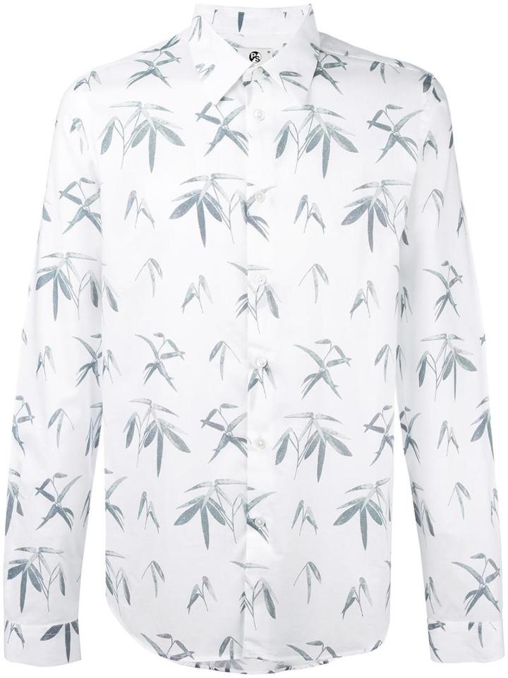 Ps By Paul Smith Printed Shirt, Men's, Size: Large, White, Cotton