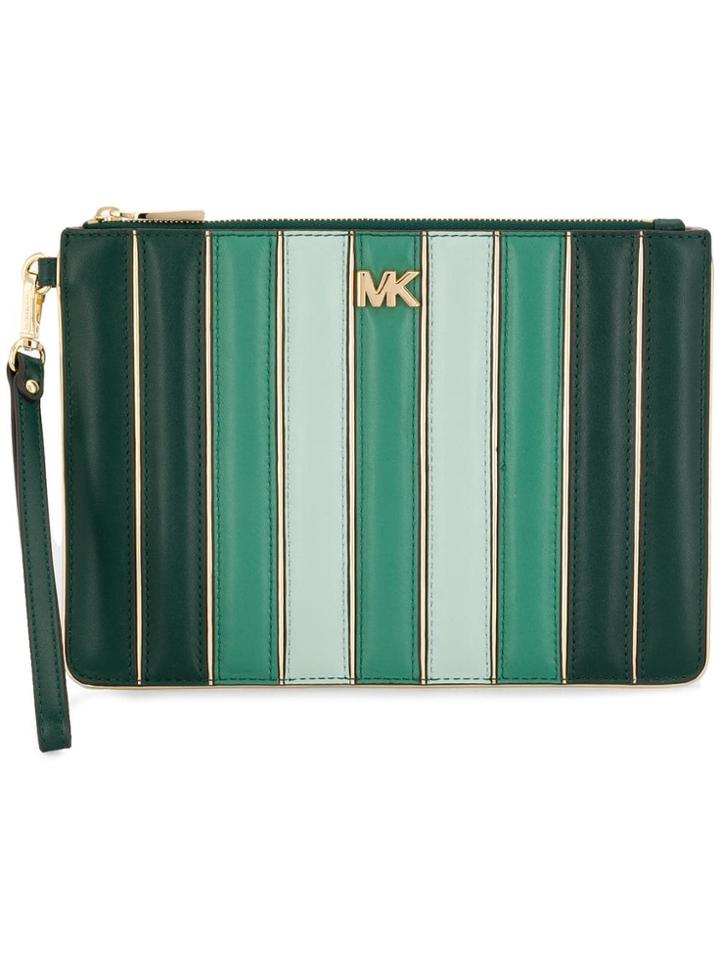 Michael Michael Kors Striped Clutch Bag - Green