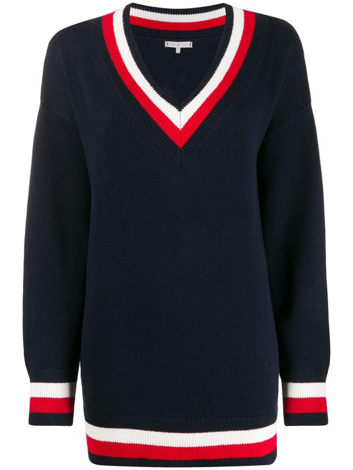 Tommy Hilfiger Oversized V-neck Jumper - Blue