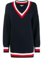 Tommy Hilfiger Oversized V-neck Jumper - Blue
