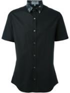 Les Hommes Urban Contrast Collar Shirt, Men's, Size: 56, Black, Cotton/spandex/elastane