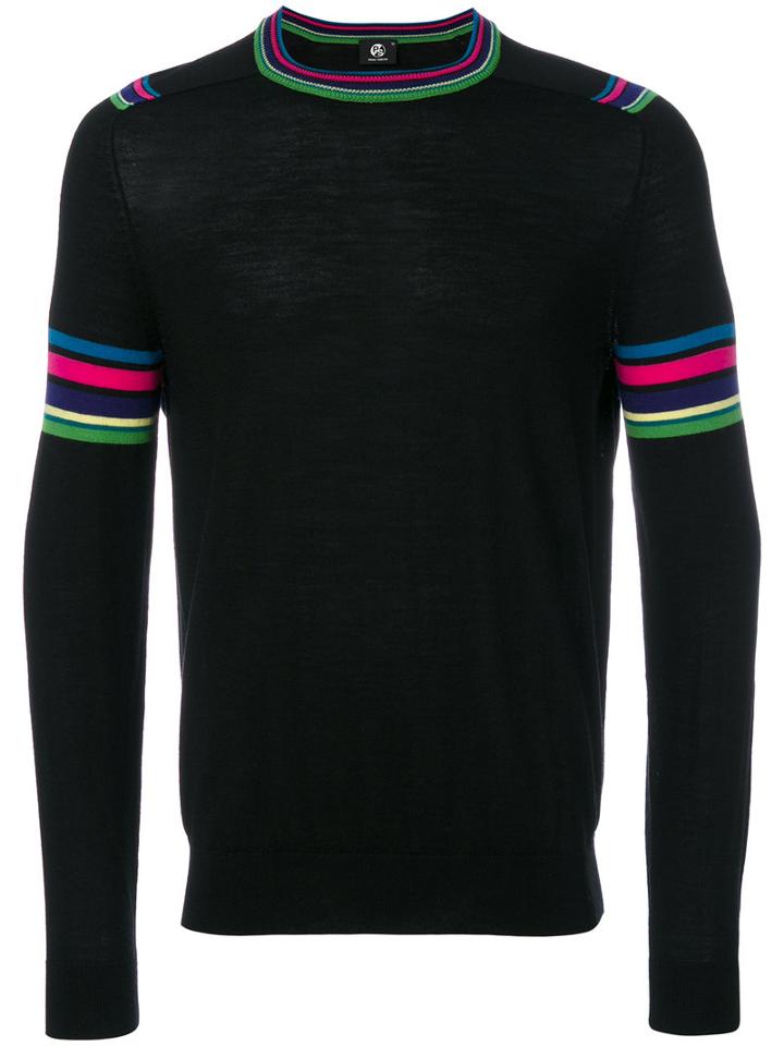 Ps By Paul Smith - Multicolour Stripe Sleeve Sweater - Men - Merino - L, Black, Merino