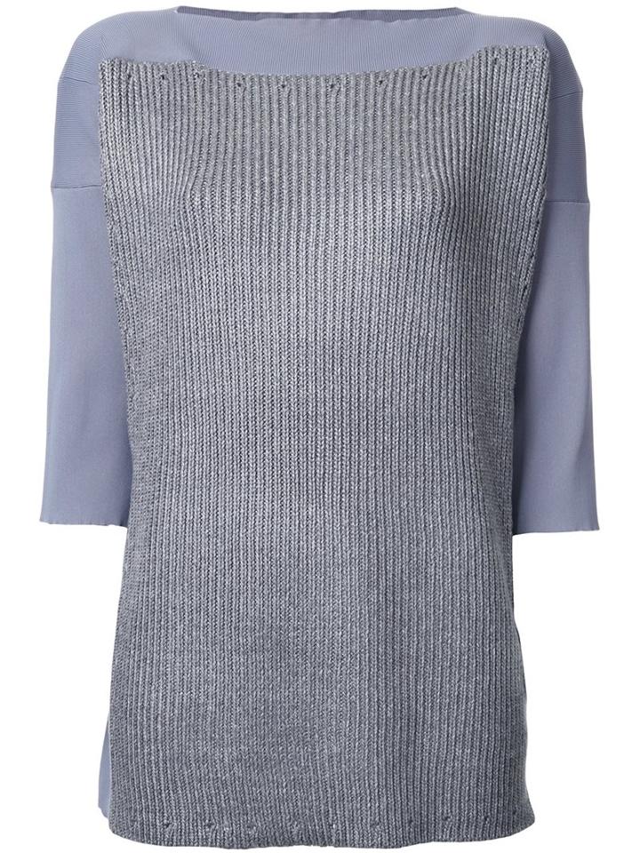 Theatre Products Boat Neck Rib Top, Women's, Grey, Polyester