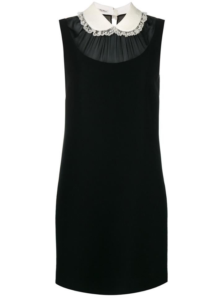 Miu Miu Peter Pan Collar Shift Dress - Black