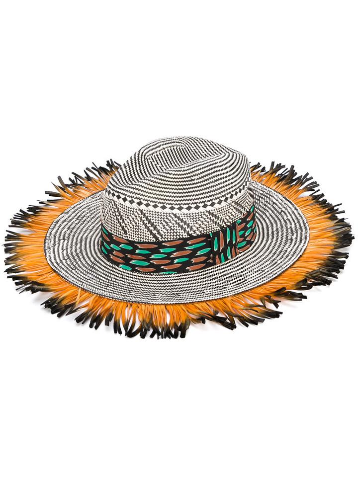 Etro - Fringed Woven Hat - Women - Silk/paper/feather - 56, Silk/paper/feather
