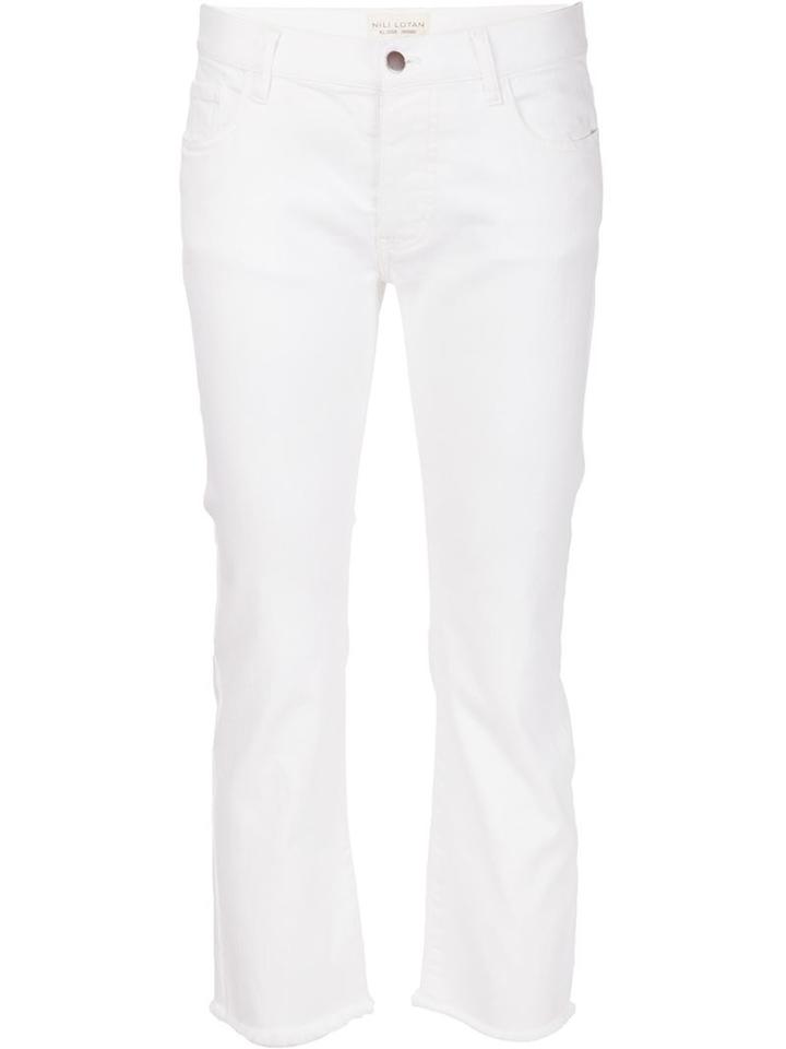 Nili Lotan Cropped Jeans, Women's, Size: 4, White, Cotton/spandex/elastane