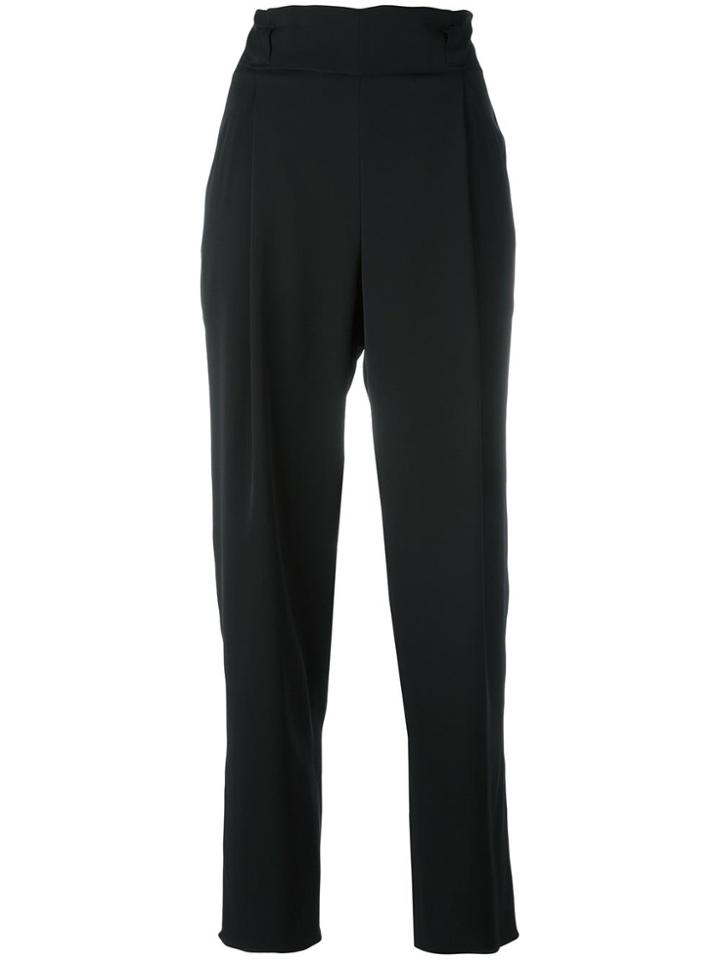 Armani Collezioni High Waisted Cropped Trousers - Black