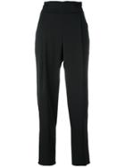 Armani Collezioni High Waisted Cropped Trousers - Black