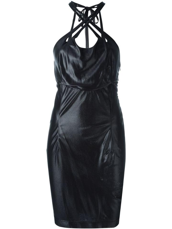 Krizia Pre-owned Criss-cross Stretch Dress - Black