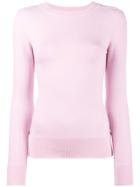 Joostricot Pink Ribbed High Neck Sweater - Pink & Purple