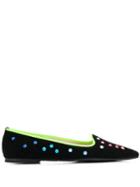 Pretty Ballerinas Pointed Embellished Ballerina Shoes - Black