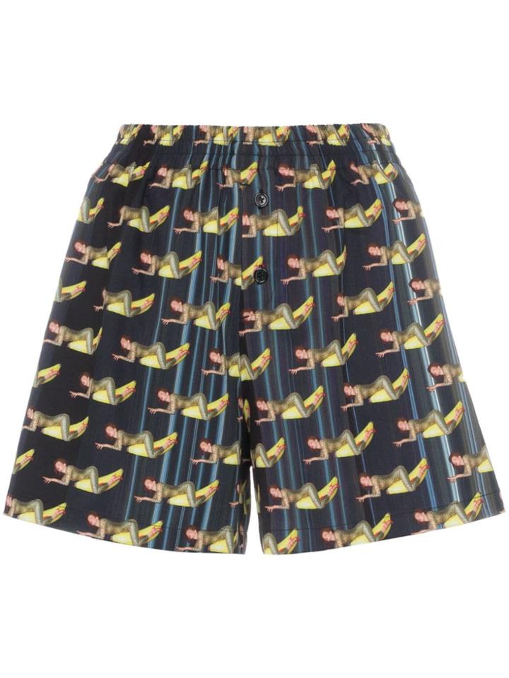 Adam Selman Banana Graphic Shorts - Black