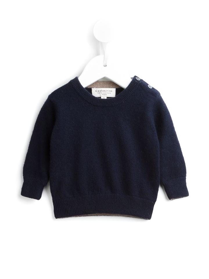 Cashmirino Round Neck Jumper, Infant Boy's, Size: 3 Mth, Black