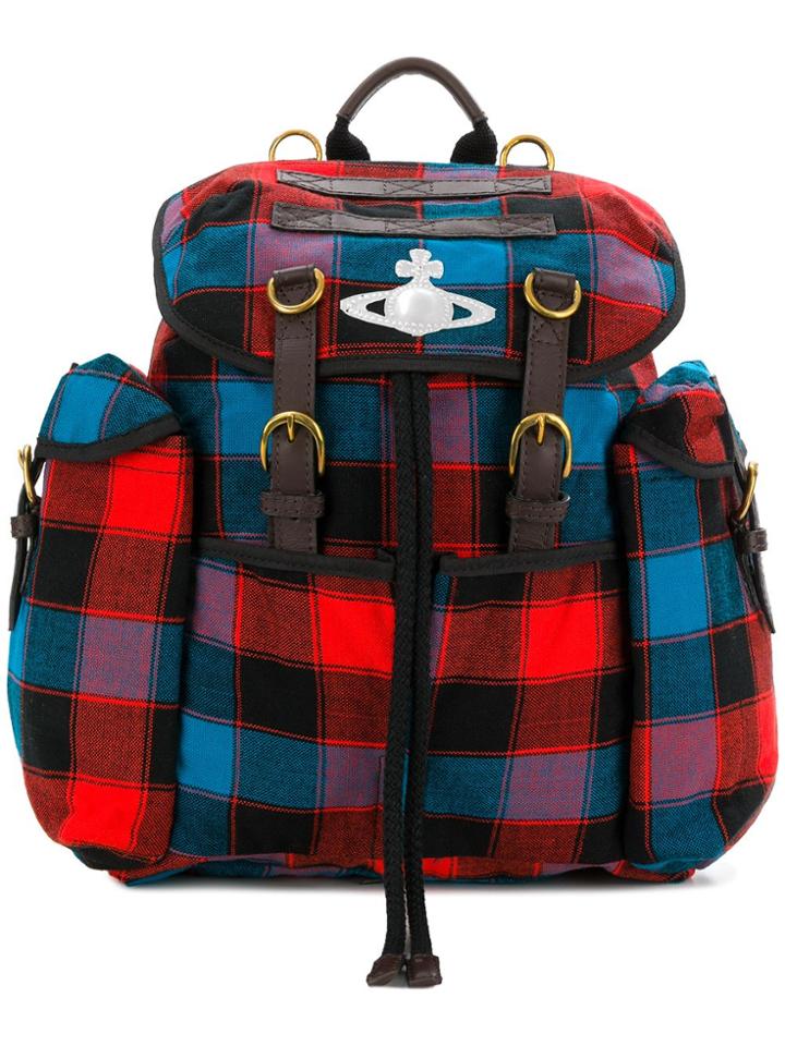 Vivienne Westwood Check Print Backpack - Blue