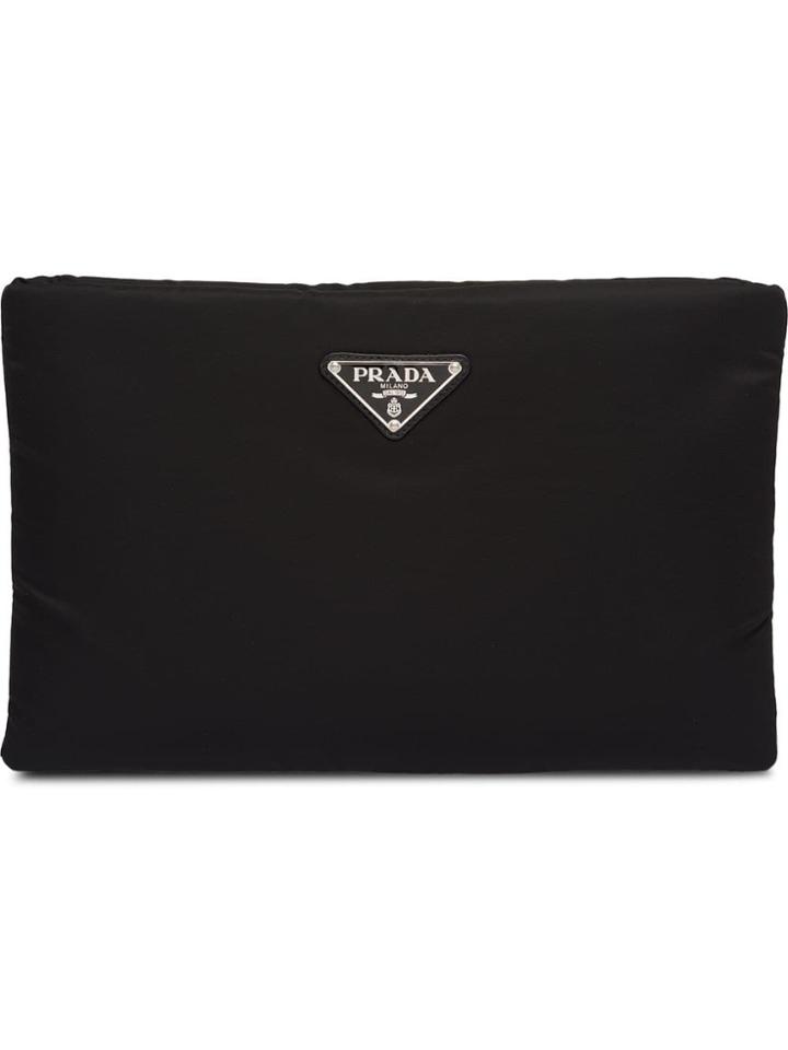 Prada Medium Padded Nylon Clutch - Black