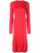 Proenza Schouler Ribbed Knit Long Sleeve Dress - Red