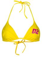 Dsquared2 Logo Print String Bikini Top - Yellow