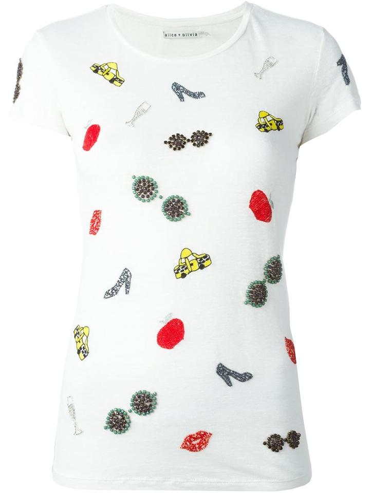 Alice+olivia 'robin' Embellished T-shirt