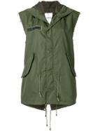 As65 Embroidered Sleeveless Parka - Green