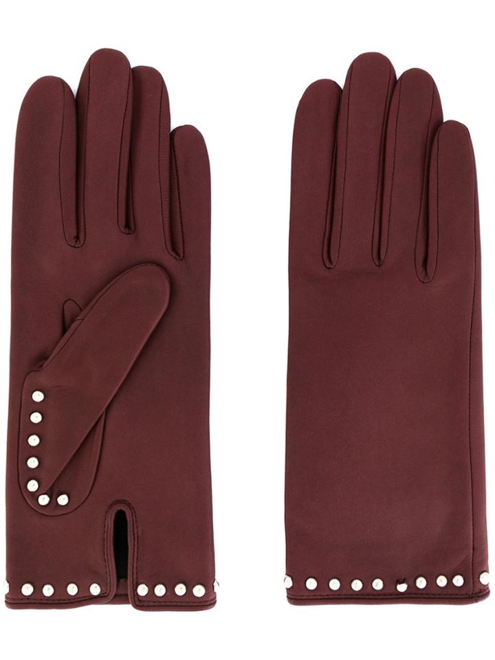 Agnelle Studded Gloves - Brown