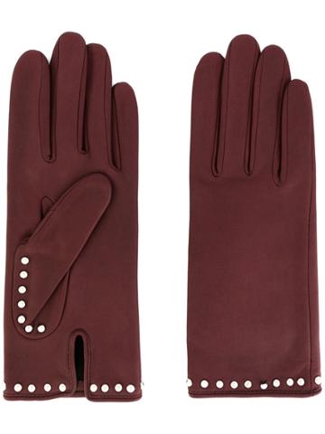 Agnelle Studded Gloves - Brown
