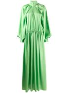 Jourden Long Puff Sleeve Shirt Dress - Green