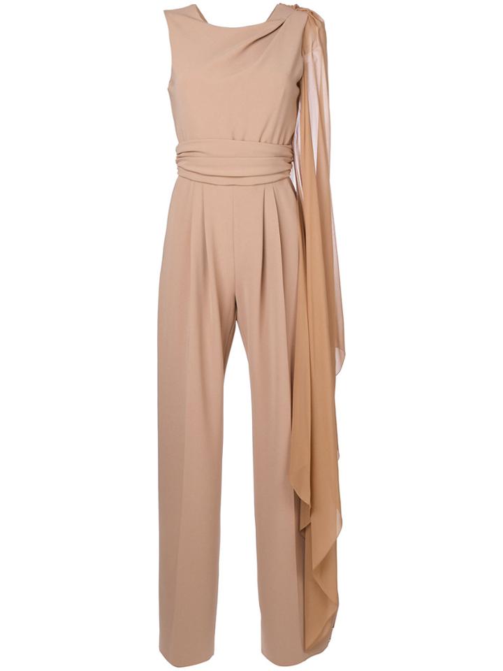 Max Mara Draped Wide Leg Jumpsuit - Brown