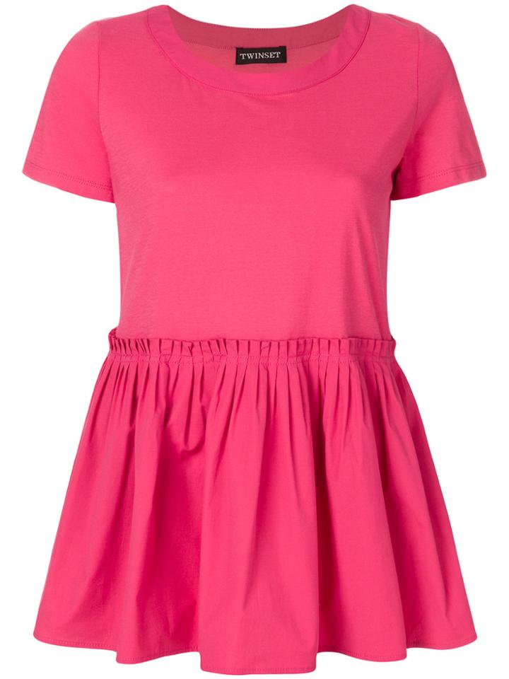 Twin-set Flared-hem T-shirt - Pink & Purple