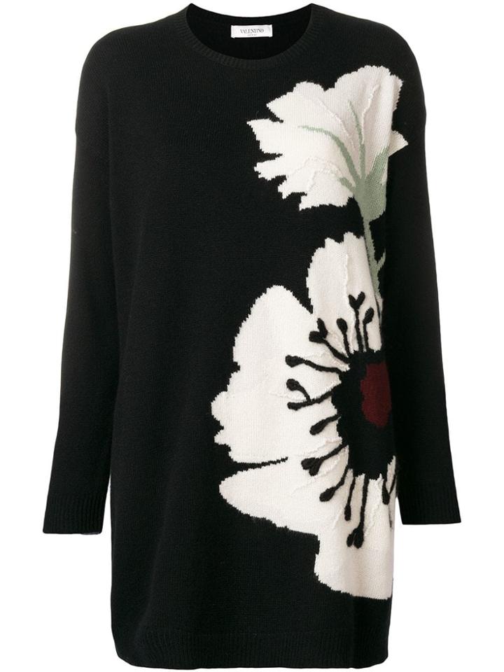 Valentino Short Floral Dress - Black