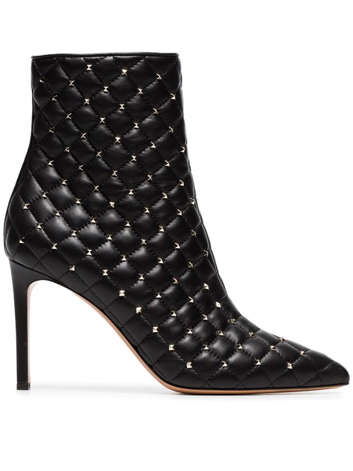 Valentino Val 90 Rkstd Spike Lthr Ankl - Black