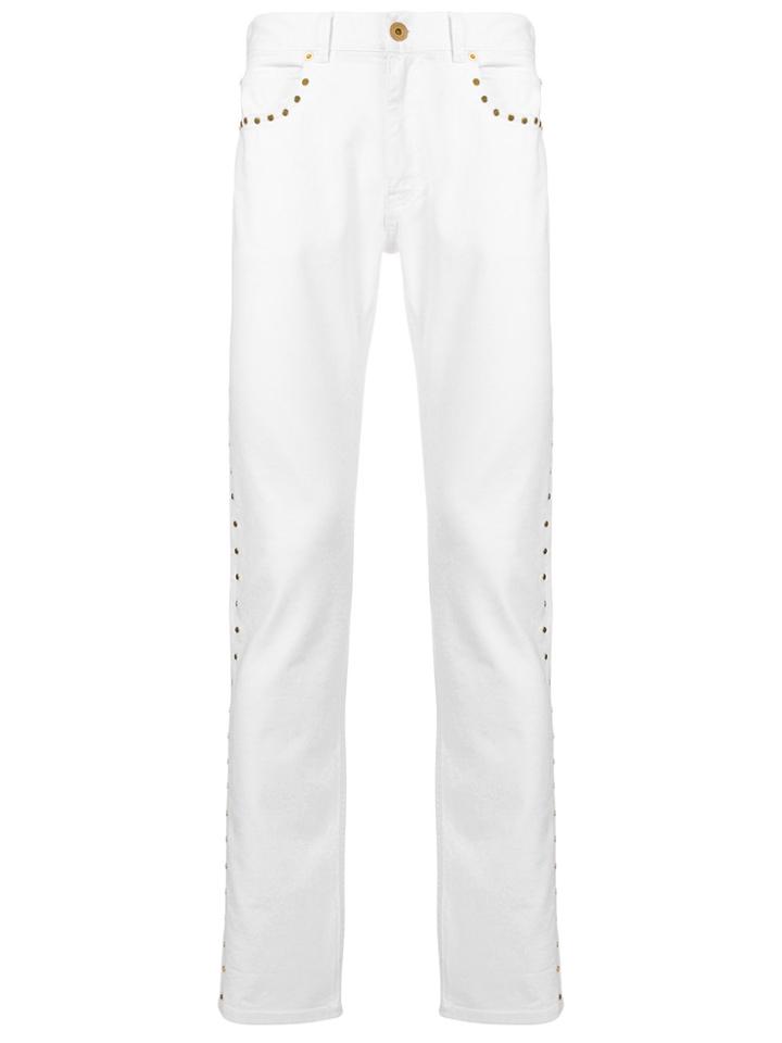 Versace Studded Slim-fit Jeans - White