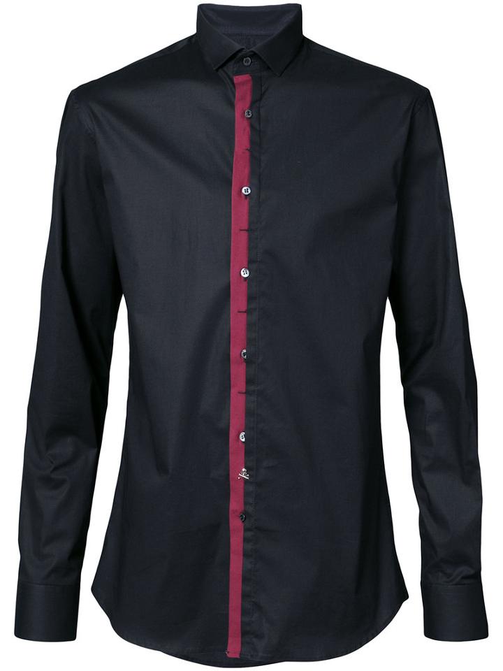 Philipp Plein - Contrasting Button Shirt - Men - Cotton/spandex/elastane - Xl, Black, Cotton/spandex/elastane