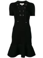 Michael Michael Kors Lace-up Ribbed Knit Dress - Black