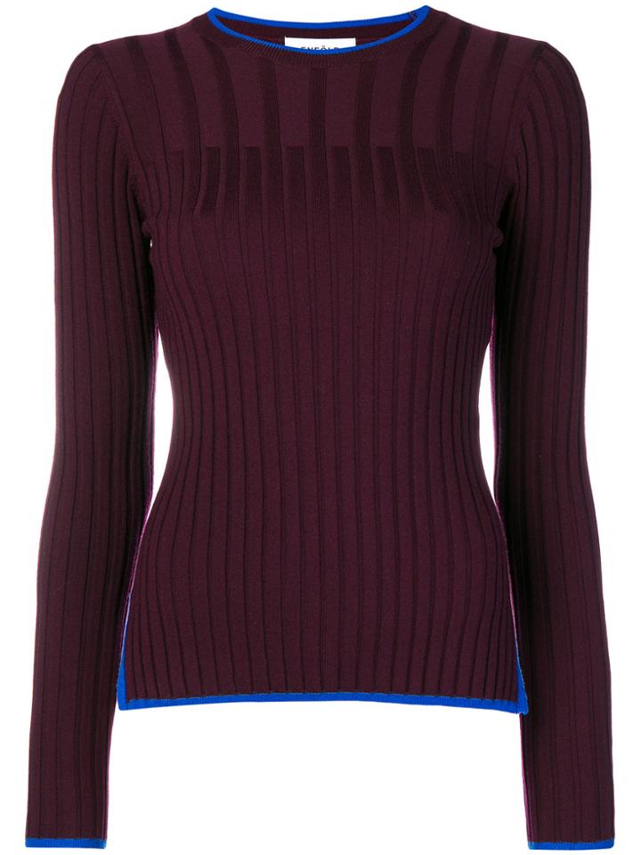 Enföld Ribbed Round Neck Jumper - Pink & Purple