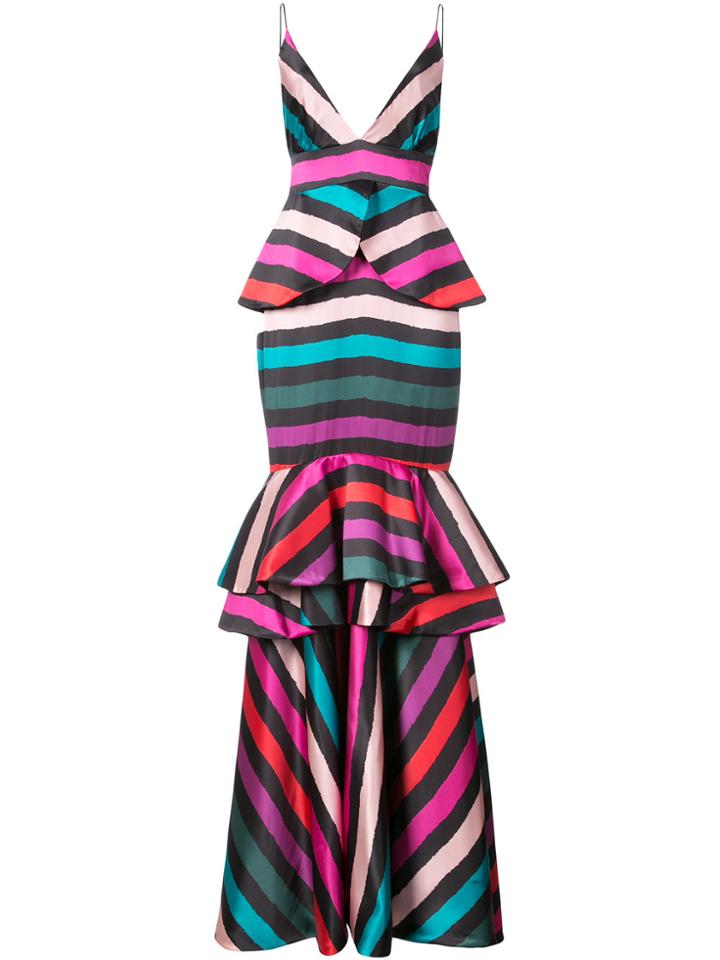 Leal Daccarett Striped Peplum Gown - Multicolour