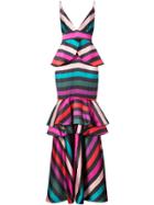 Leal Daccarett Striped Peplum Gown - Multicolour