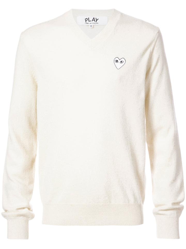 Comme Des Garçons Play Crew Neck Pullover With White Heart