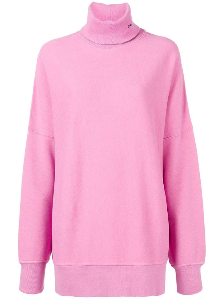 Calvin Klein 205w39nyc Oversized Embroidered Turtleneck Sweater - Pink