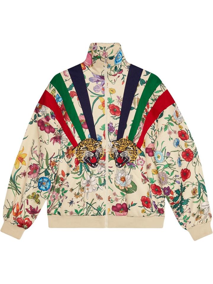 Gucci Technical Jersey Jacket With Patches - Neutrals
