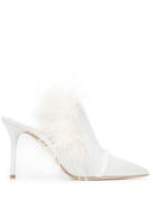 Malone Souliers Feather Embellished Pumps - White