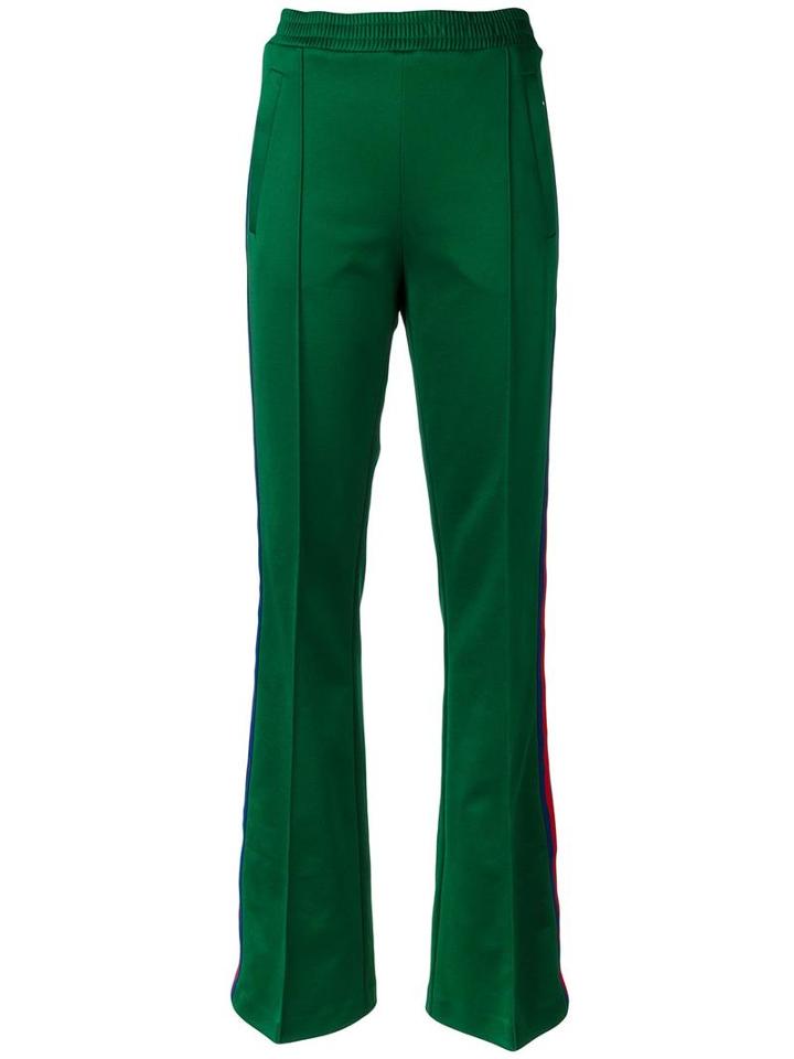 Gucci - Web Trim Flared Trousers - Women - Cotton/polyester - M, Green, Cotton/polyester