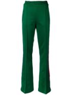 Gucci - Web Trim Flared Trousers - Women - Cotton/polyester - M, Green, Cotton/polyester