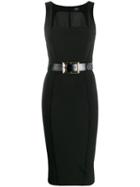 Elisabetta Franchi Belted Fitted Midi Dress - Black