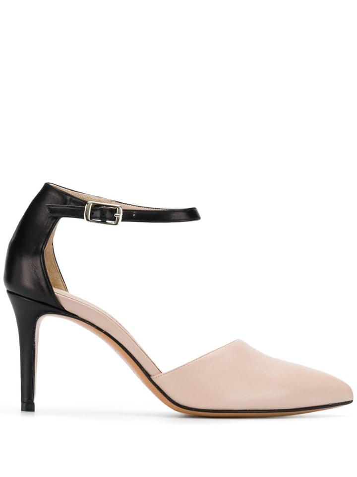 Albano Contrast Ankle Strap Pumps - Black