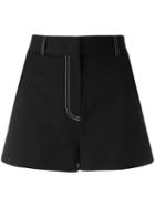 Msgm - Contrast Stitching Shorts - Women - Cotton - 38, Women's, Black, Cotton