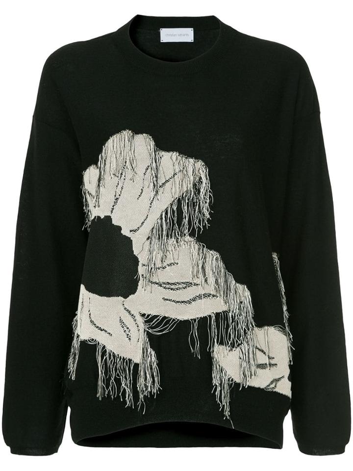 Christian Wijnants Frayed Flower Jumper - Black