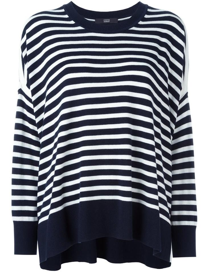 Steffen Schraut Striped Loose Fit Jumper, Women's, Size: 36, Blue, Polyamide/polyester/viscose/cashmere
