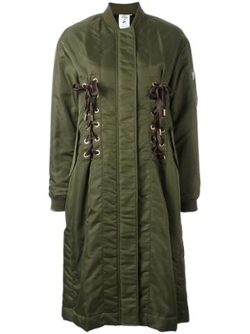Steve J & Yoni P Long Bomber Coat, Women's, Size: Small, Green, Acrylic/nylon/polyester/wool