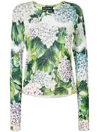 Dolce & Gabbana - Hydrangea Knitted Jumper - Women - Silk/cotton/cashmere - 44, Green, Silk/cotton/cashmere