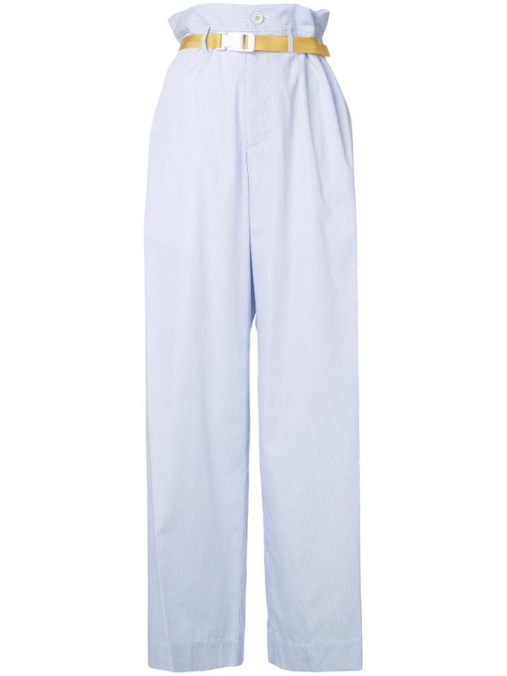 Maison Margiela - Flared Tailored Trousers - Women - Cotton - 40, Blue, Cotton